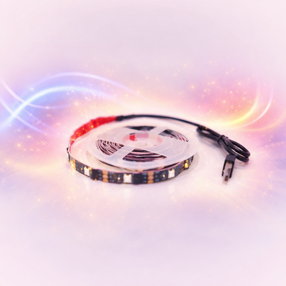 Die aufgerollten LED-Streifen stehen für Flexibilität, Kreativität und Individualität.
Jede einzelne LED verspricht kräftige Farben, sanfte Übergänge und stimmungsvolle Akzente – egal ob Gaming-Setup, Filmabend oder entspannte Atmosphäre.
Der warme Glow im Hintergrund verstärkt das Gefühl von Gemütlichkeit und Wohlbefinden.
Dieses Bild sagt dem Kunden: Du bestimmst die Stimmung.